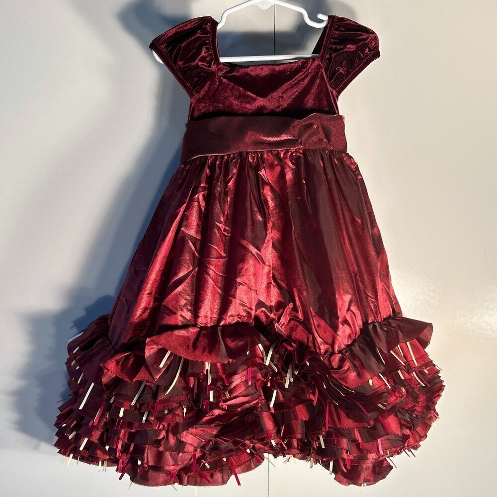Chantilly Place SZ 24MO Burgundy Velvet & Satin Dress Holiday Formal Wedding